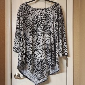 Cato Black and Gray Animal Print Tunic